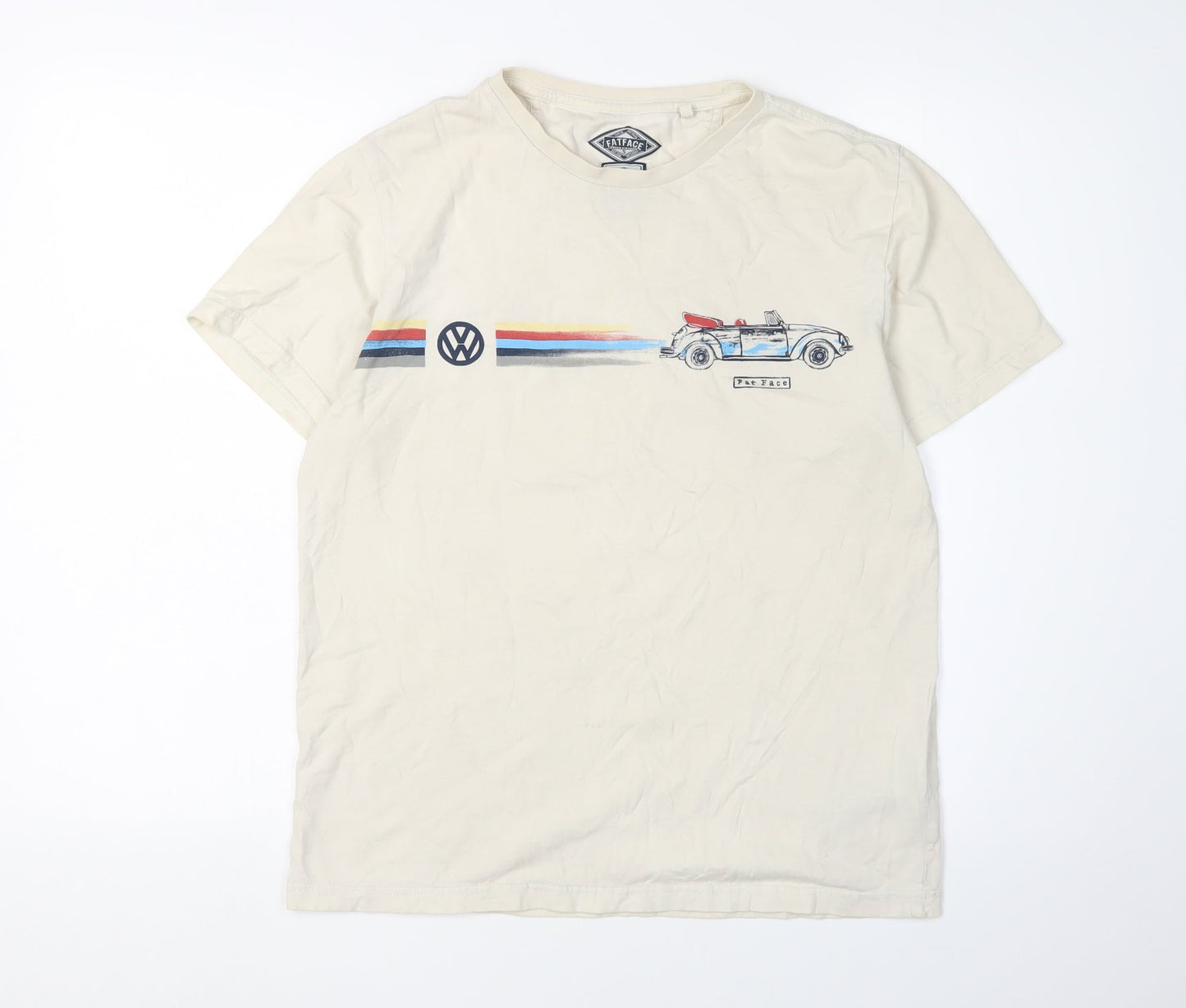FatFace Men's Beige Cars Graphic T-Shirt, Size S