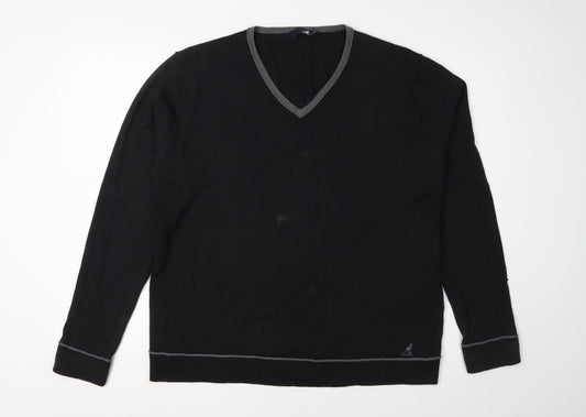 Kangol Men's Black V-Neck Pullover Jumper 2XL