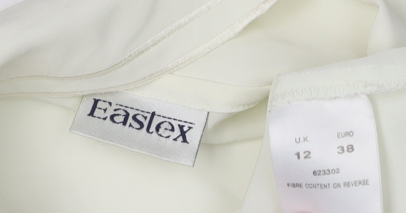 Eastex Women's Ivory Button-Up Shirt, Size 12, Embroidered