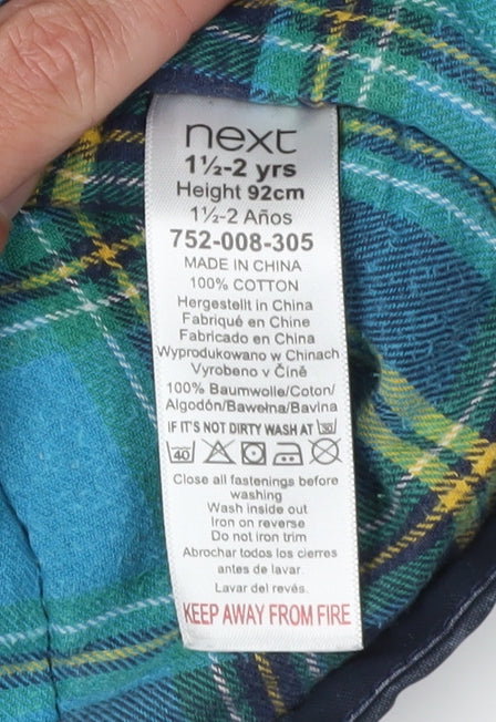 Close-up detail of Next boys’ blue hooded parka coat 2 years