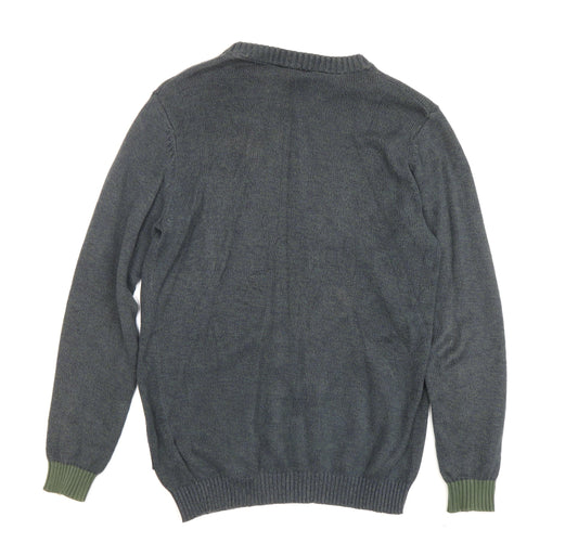 Jack & Jones Men's Green Pullover Jumper, Size S, Casual Knit