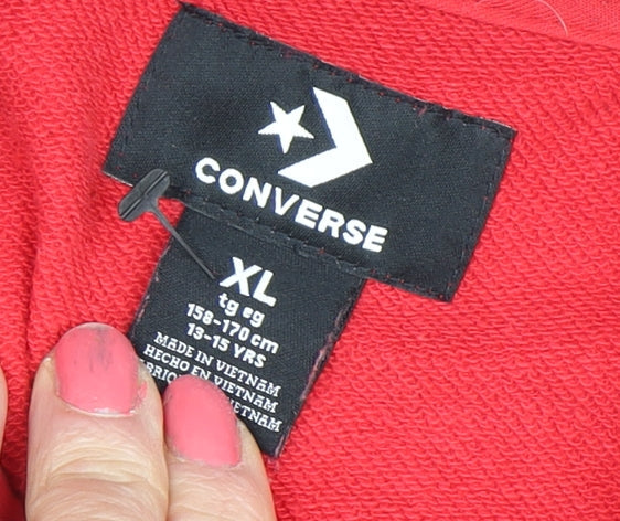 Converse Men's Red XL Pullover Hoodie with Logo