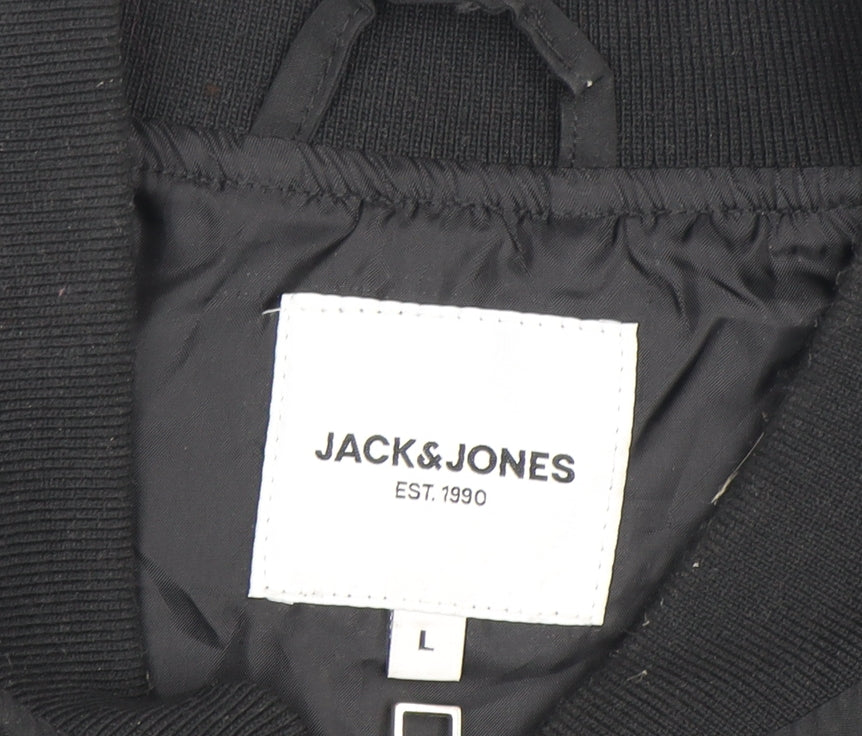 Jack & Jones Men's Black Bomber Jacket - Size L