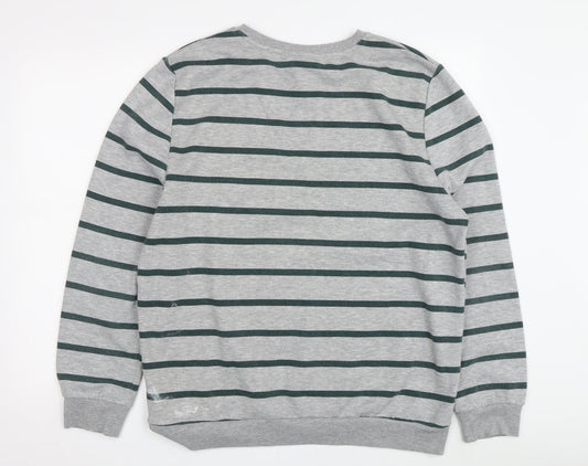Harry Potter Unisex Grey L Striped Logo Sweatshirt