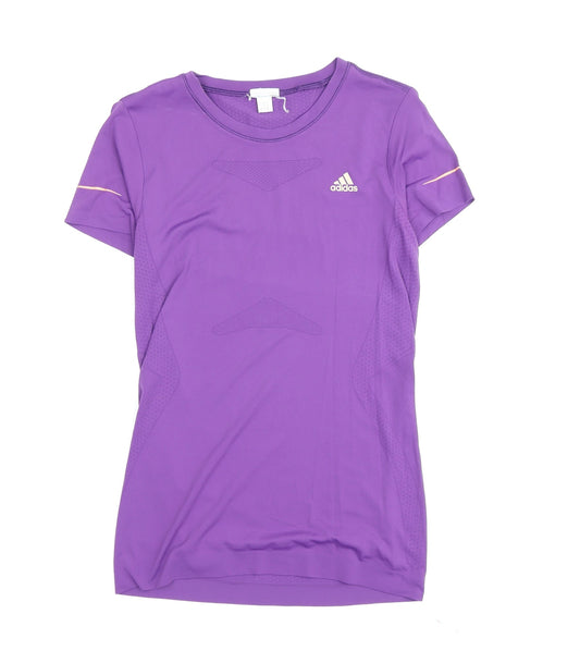 Womens UK Size 10 adidas Purple Polyester T-Shirt