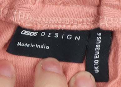 Brand and care label for ASOS Design Women's Pink A-Line Skirt, size 10