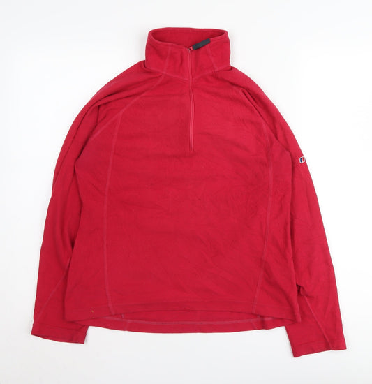 Berghaus Women's Red Fleece Sweatshirt 1/4 Zip Size 10