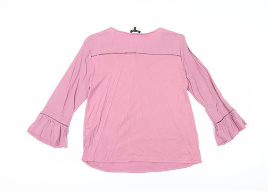 Womens UK Size M Massimo Dutti Pink Viscose Blouse