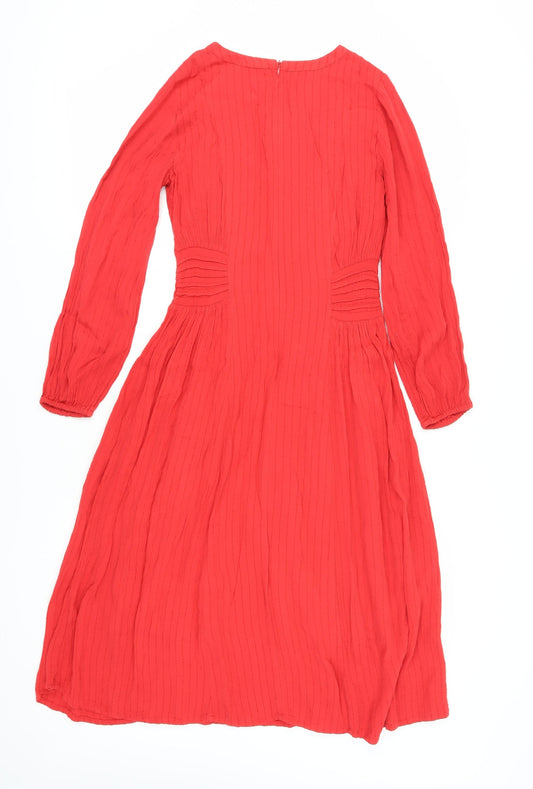 White Stuff Women's Red Midi Fit & Flare Dress Size 6