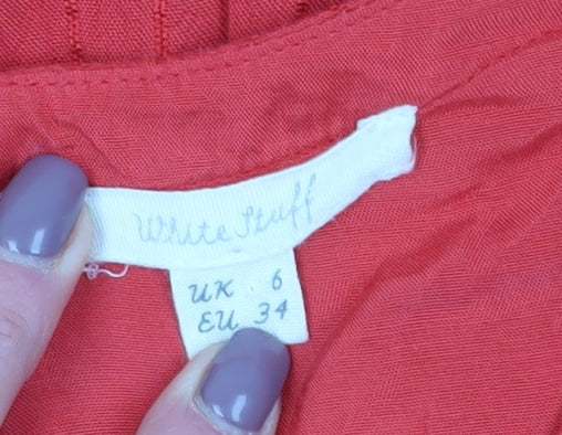 White Stuff Women's Red Midi Fit & Flare Dress Size 6
