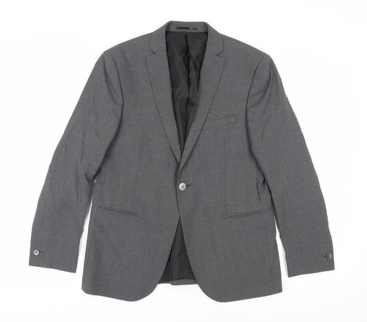 T.M. Lewin Men's Grey Blazer 40S Regular Fit Business