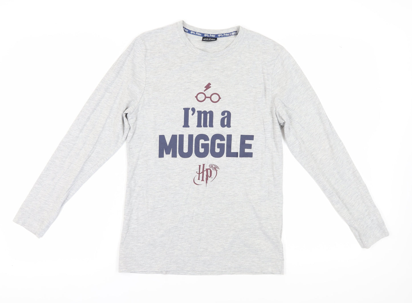 Harry Potter Unisex Grey T-Shirt, Size S, Long Sleeve