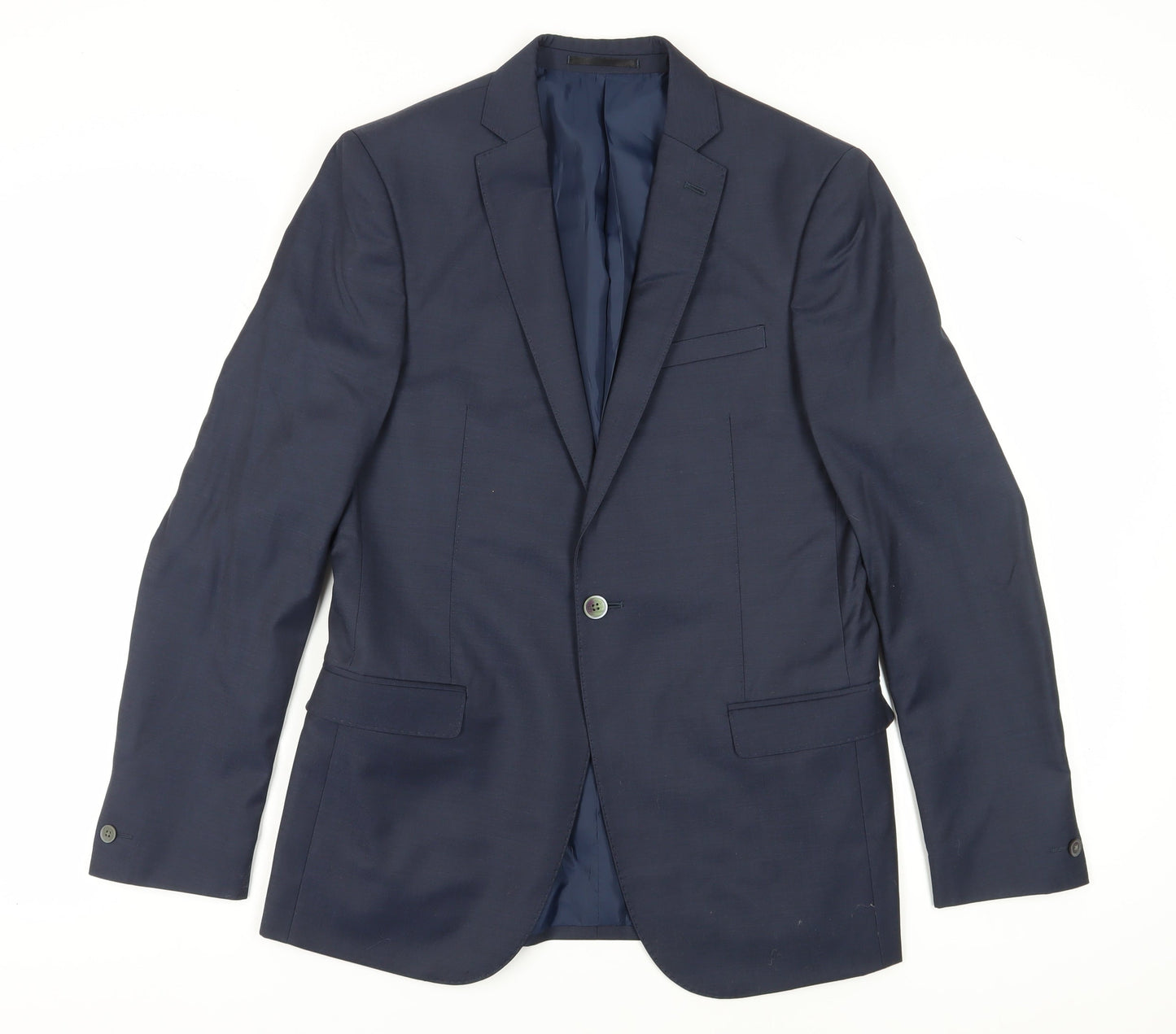 T.M Lewin Men's Blue Blazer 40L Wool Blend Formal