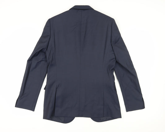 T.M Lewin Men's Blue Blazer 40L Wool Blend Formal