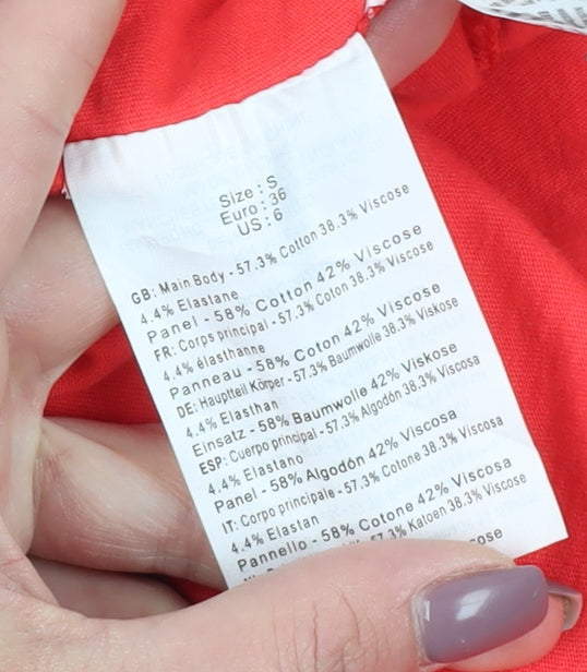 Bench Women's Red T-Shirt S Short Sleeve Crew Neck