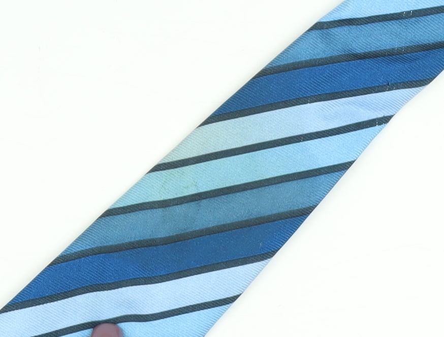 Additional view of Thomas Nash Blue Striped Silk Men's Tie - Elegant Formal Accessory