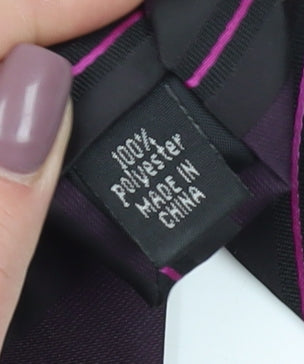 Brand and care label for Thomas Nash Men's Purple Striped Polyester Tie