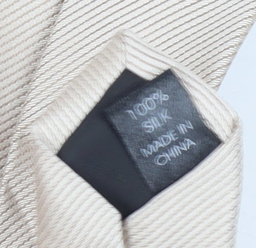 Brand and care label for Thomas Nash Men’s Beige Silk Striped Tie