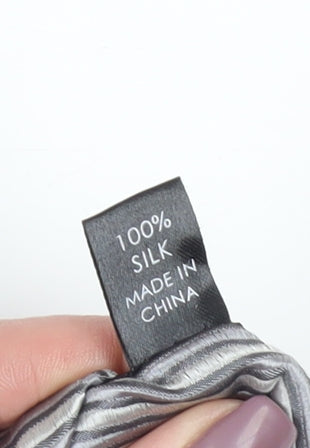 Brand and care label for Thomas Nash Grey Striped Silk Men's Tie