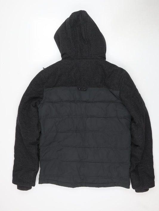 Next Men's Black Hooded Jacket Size S, Cotton Blend