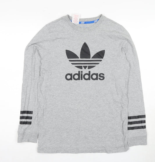 Unisex Adultss UK Size 8 adidas Grey Cotton T-Shirt