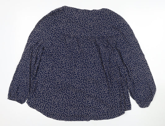 Boden Women's Blue Blouse M Long Sleeve Round Neck