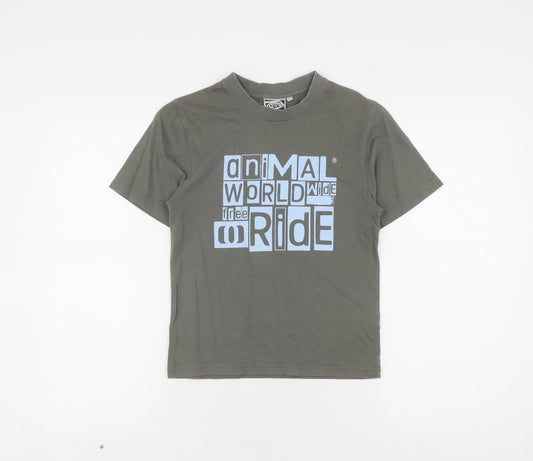 Animal Womens Grey T-Shirt XS Jersey Short Sleeve