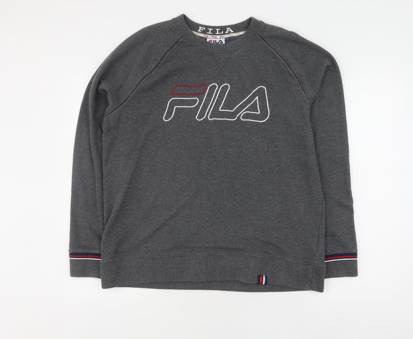 FILA Men's Grey Pullover Sweatshirt Logo L