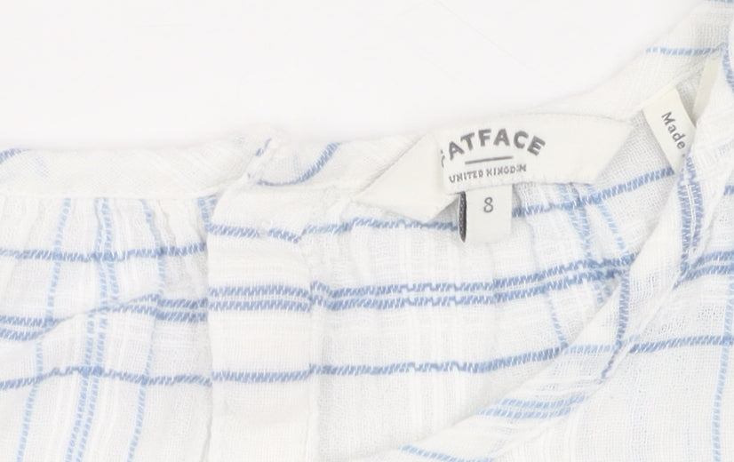 Fatface Women Ivory Check Tunic Blouse Size 8
