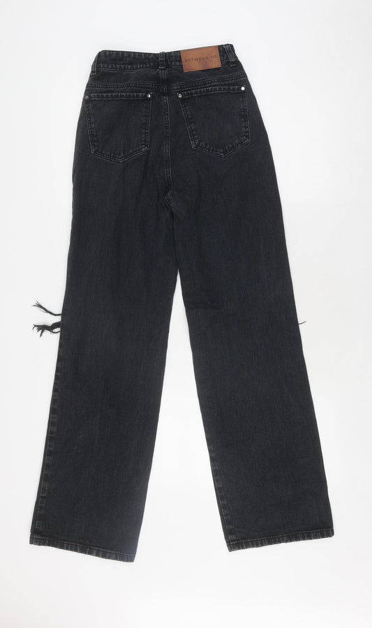 Between Us Women's Black Distressed Straight Jeans