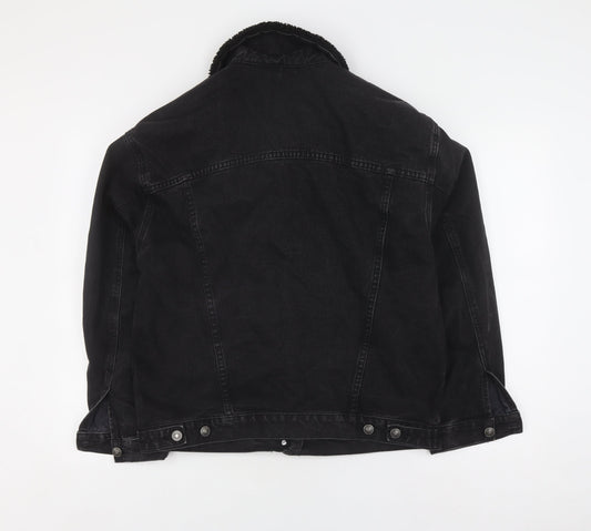 ASOS Women's Black Denim Jacket Size 10 Button Casual