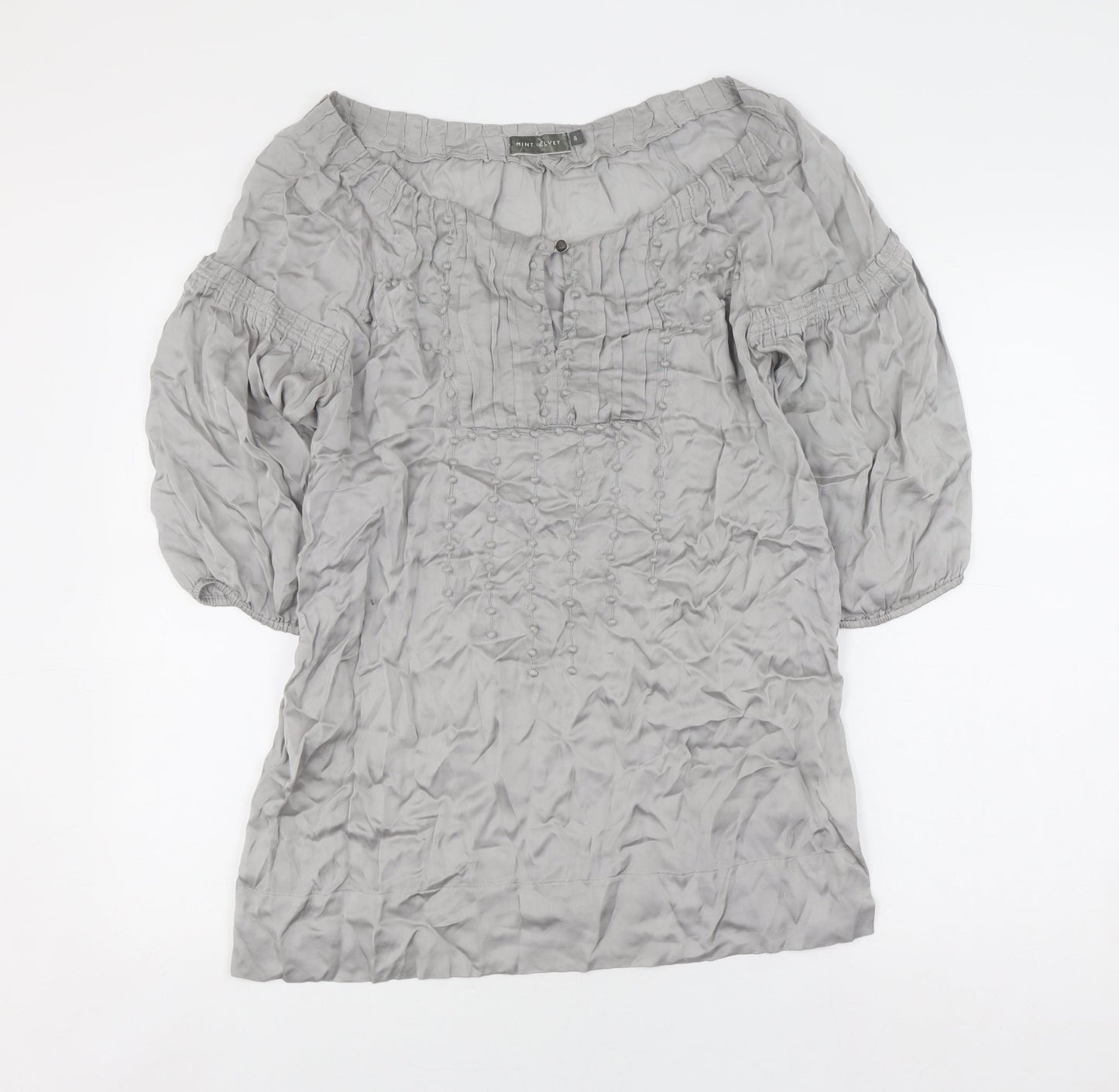 Mint Velvet Women's Grey Balloon Sleeve Top