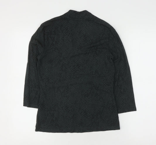 Hobbs Women's Green Tunic Blouse, Size S, V-Neck Animal Print