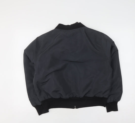 Rising Men's Black Bomber Jacket Size L Full Zip