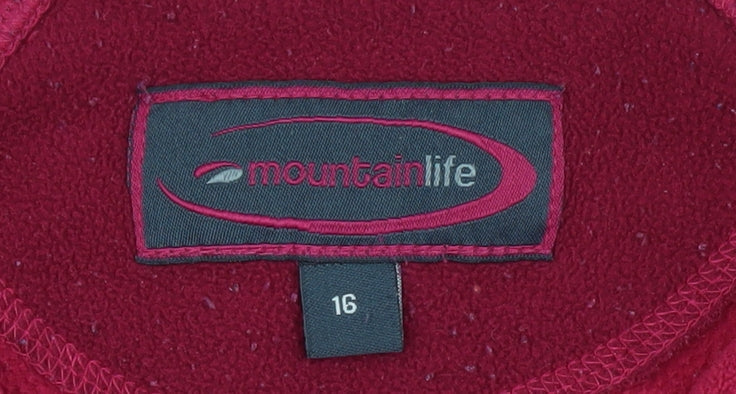 Mountain Life Women's Red Pullover Fleece Zip Sweatshirt Size 16