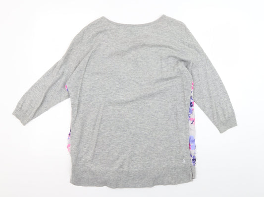 Womens UK Size 10 Joules Grey Wool Blend T-Shirt