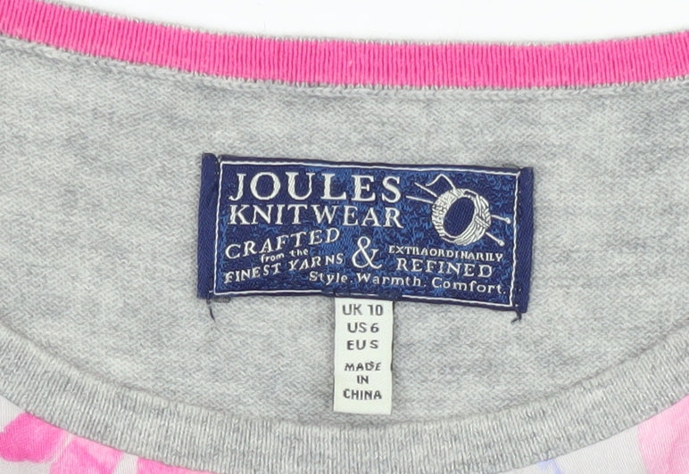 Joules Women's Grey Floral Jersey T-Shirt Size 10