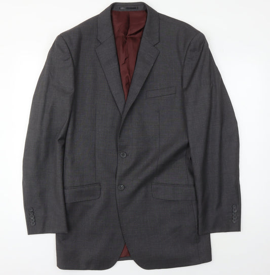 T.M. Lewin Men's Grey Blazer Size 44L Wool Business Attire