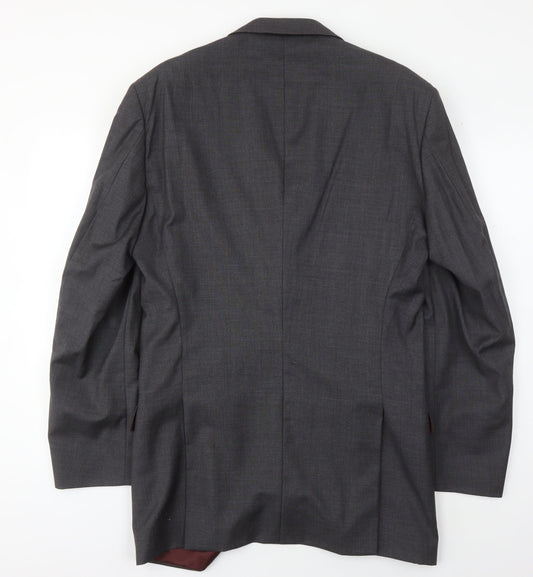 T.M. Lewin Men's Grey Blazer Size 44L Wool Business Attire