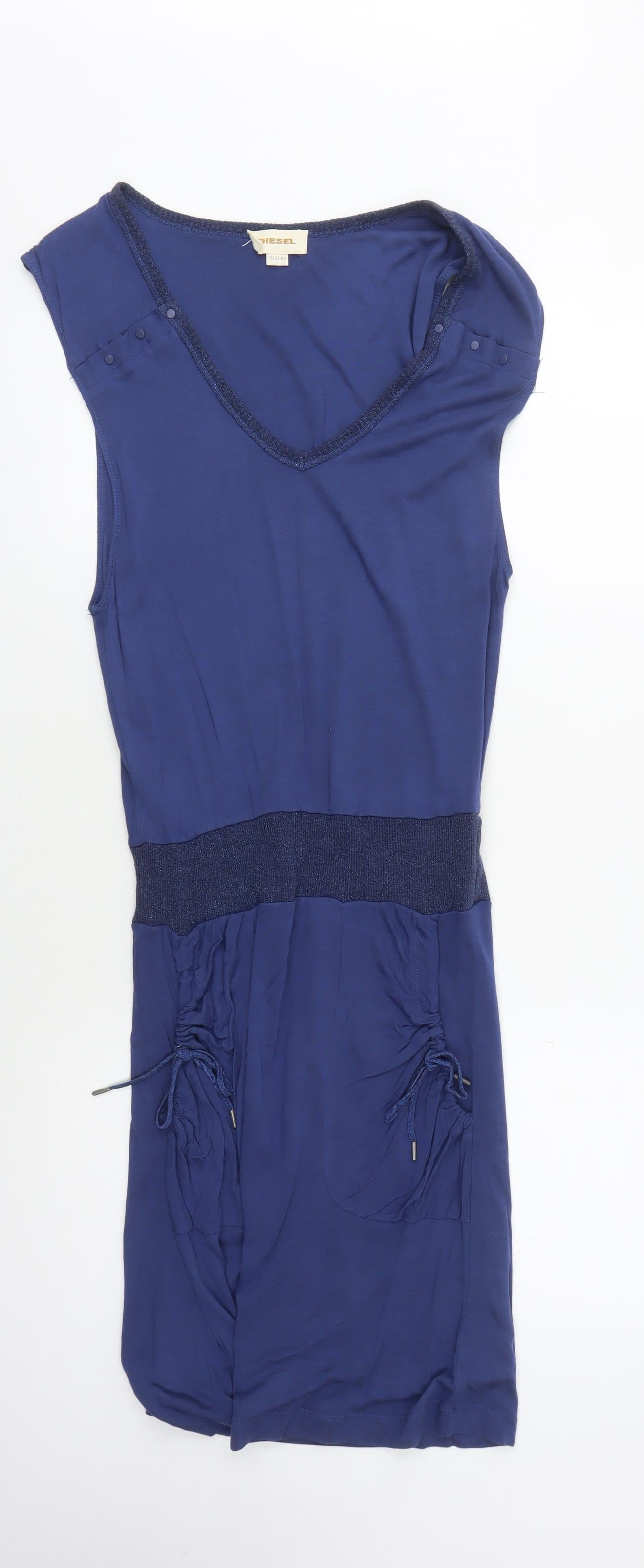 Diesel Women's Blue Shift Dress XS Sleeveless Casual