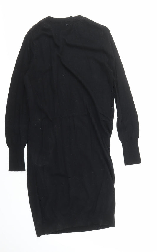Jaeger Women's Black Jumper Dress S Studded Wool