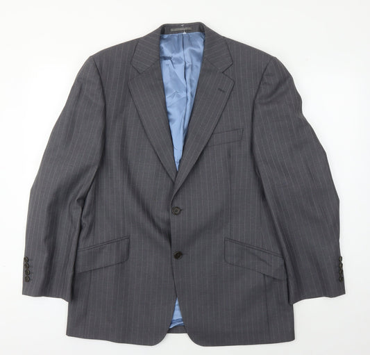 Magee Men's Grey Striped Blazer, Size 40S