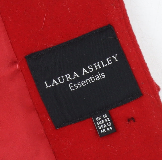 Womens UK Size 16 Regular Laura Ashley Red Wool Blend Coat