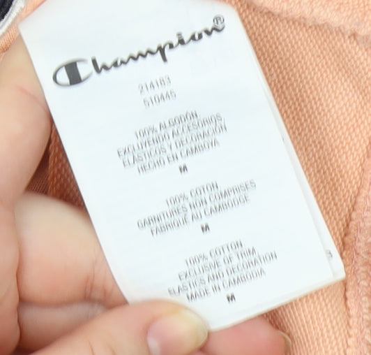 Champion Men's Orange Logo Hoodie Medium Pullover