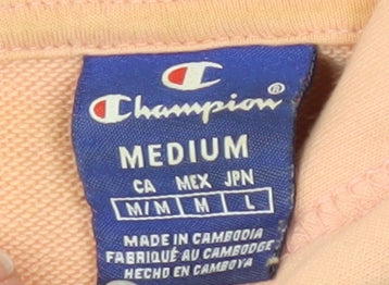 Champion Men's Orange Logo Hoodie Medium Pullover