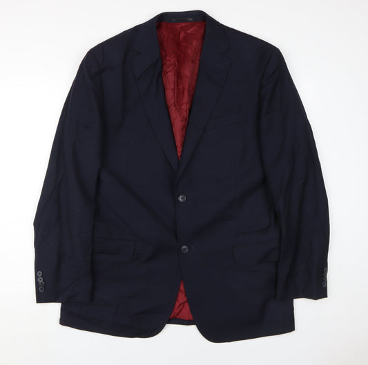 T.M. Lewin Men's Blue Wool Blazer, Size 43R