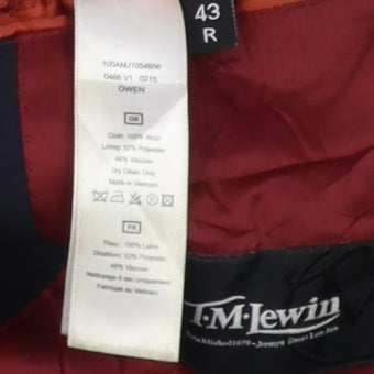 T.M. Lewin Men's Blue Wool Blazer, Size 43R