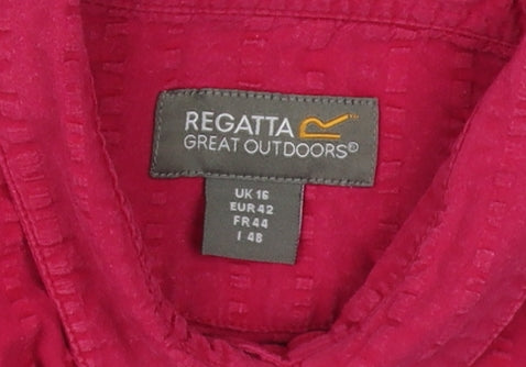 Regatta Women's Red Button-Up Short Sleeve Shirt UK 16