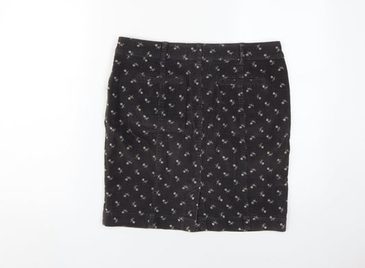 Fat Face Women's Floral Brown Corduroy Skirt, Size 12