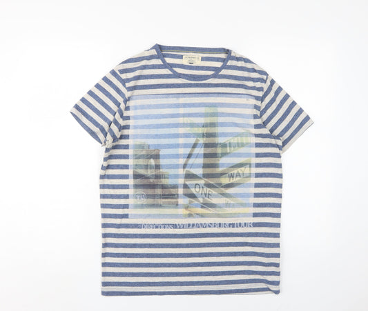 Jack & Jones Men's Blue Striped T-Shirt M